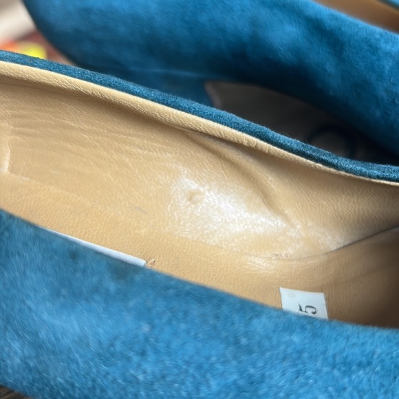 Vintage Nordstrom Made in Italy Blue Suede Pumps with Geometric Design Women 5.5 - Picture 9 of 10